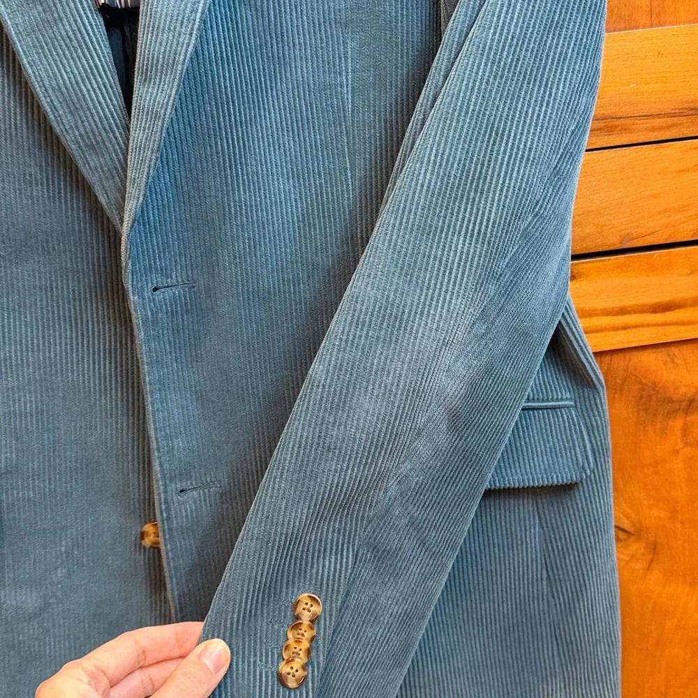 Alan Flusser Teal Corduroy Modern Fit Blazer - Picture 7 of 7